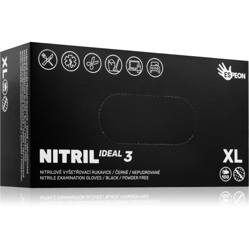 Espeon Nitril Ideal3 Black нитрилни ръкавици без пудра размер XL