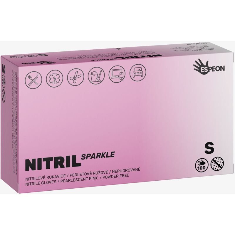 Espeon Nitril Sparkle Pearlescent Pink нитрилни ръкавици без пудра размер S - Грижа за коса - Сравни цени от 1 магазин с безплатна доставка