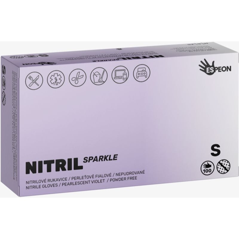 Espeon Nitril Sparkle Pearlescent Violet нитрилни ръкавици без пудра размер S
