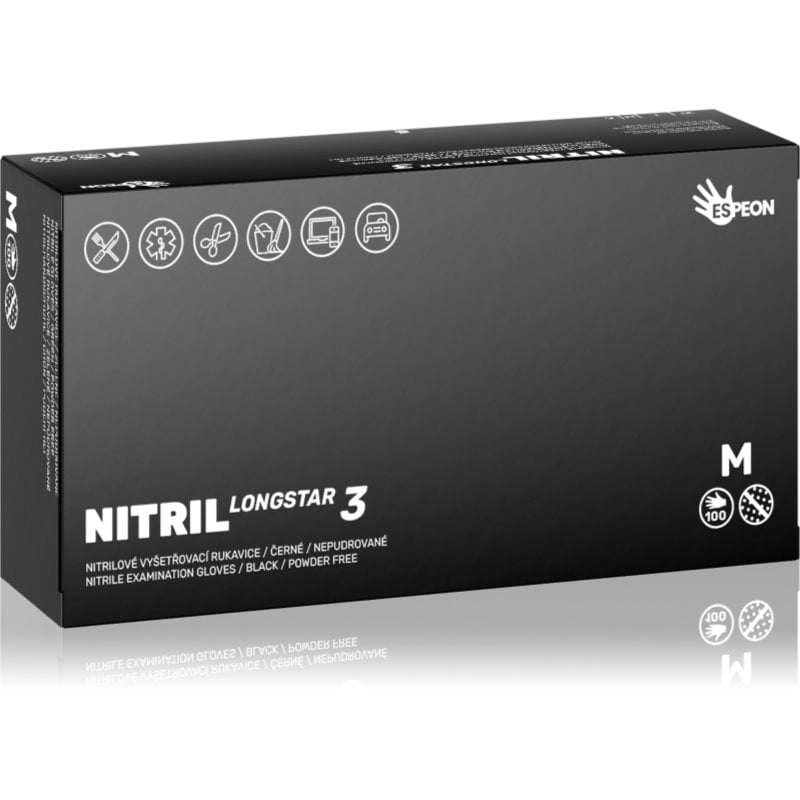 Espeon Nitril Longstar3 Black нитрилни ръкавици без пудра размер M