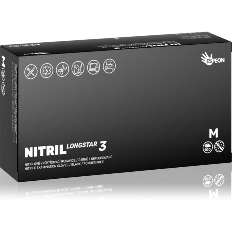 Espeon Nitril Longstar3 Black нитрилни ръкавици без пудра размер M - Грижа за коса - Сравни цени от 1 магазин с безплатна доставка