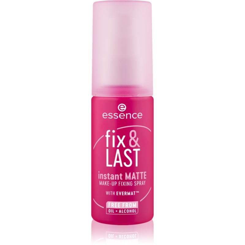 essence Fix & LAST MATTE матиращ и фиксиращ спрей върху фон дьо тен