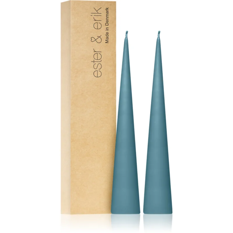 ester & erik cone candles steel blue (no. 64) свещ 2x25 см