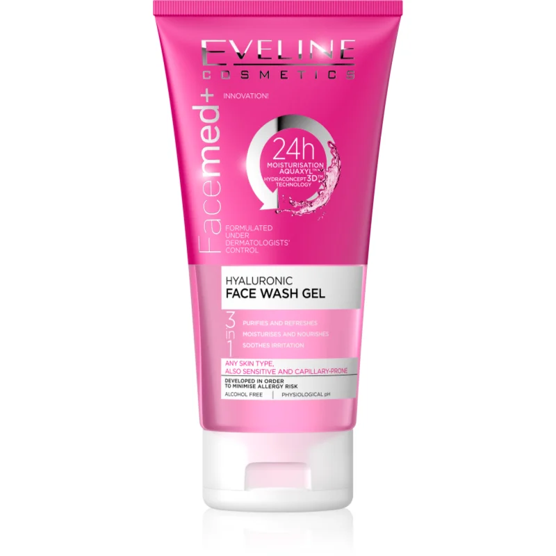 Eveline Cosmetics FaceMed+ почистващ гел 3 в 1 с хиалуронова киселина - Грижа за лице - Сравни цени от 1 магазин с безплатна доставка