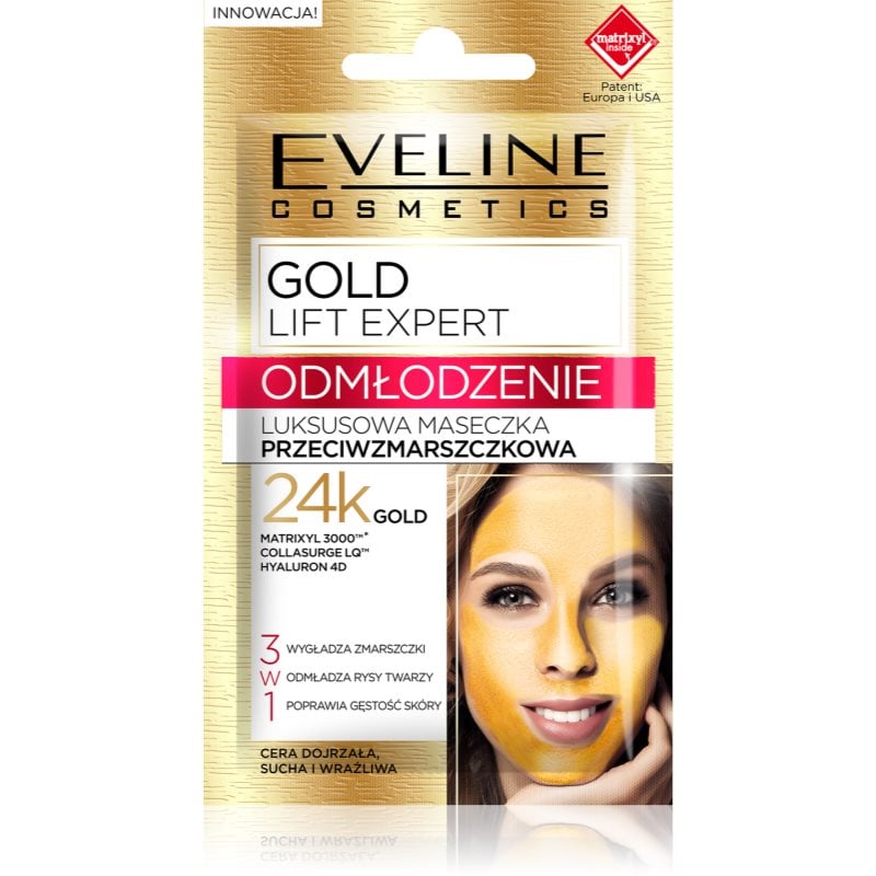 Eveline Cosmetics Gold Lift Expert подмладяваща маска 3 в 1