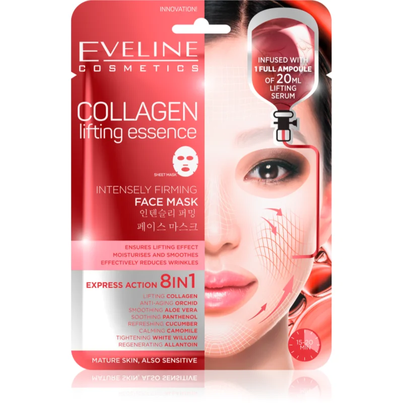 Eveline Cosmetics Sheet Mask Collagen маска с лифтинг и стягащ ефект с колаген - Грижа за лице - Сравни цени от 1 магазин с безплатна доставка