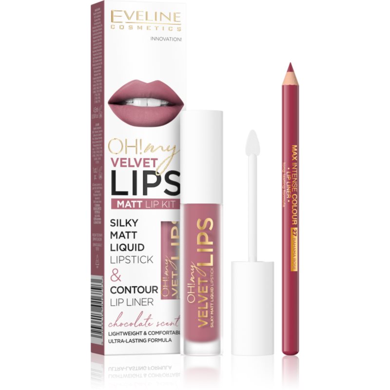 Eveline Cosmetics OH! my LIPS Velvet комплект за устни 13 Brownie Biscotti - Комплект - Сравни цени от 1 магазин с безплатна доставка