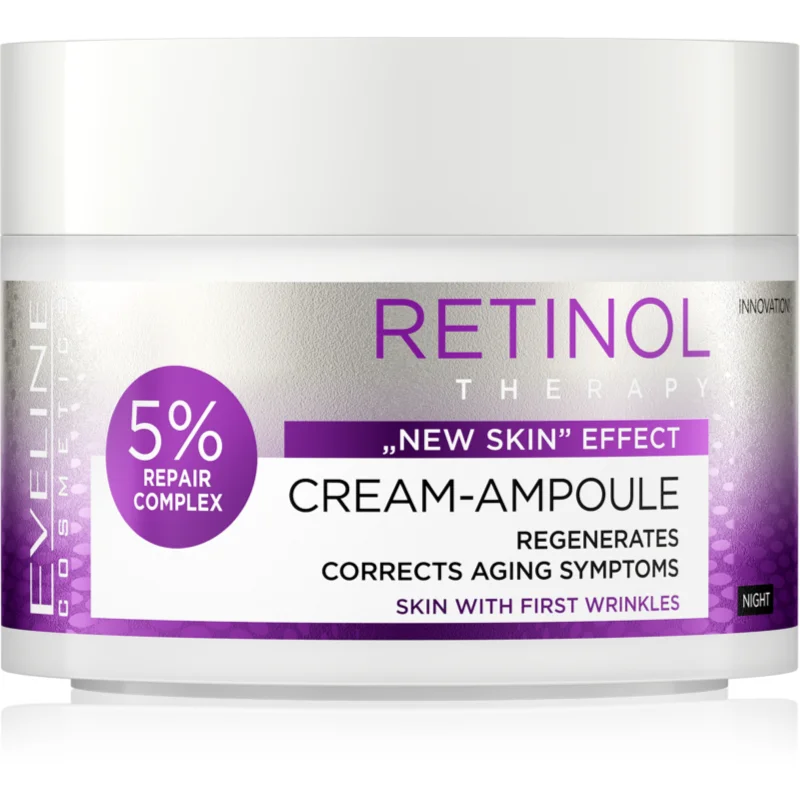 Eveline Cosmetics Cream-Ampoule Retinol нощен регенериращ крем против първите признаци на стареене на кожата - Грижа за лице - Сравни цени от 1 магазин с безплатна доставка