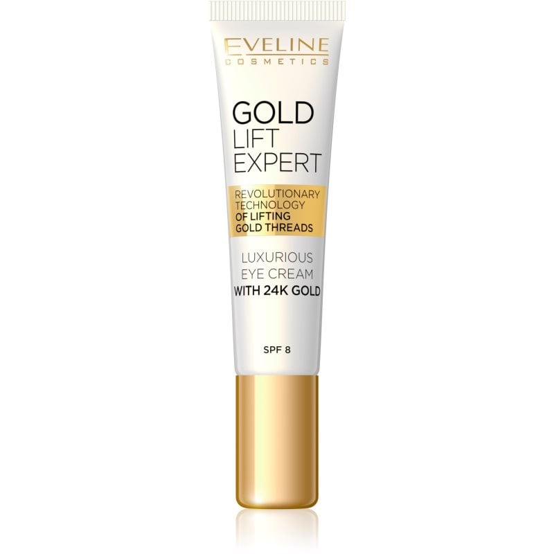 Eveline Cosmetics Gold Lift Expert луксозен крем за околоочната зона и клепачи с 24 каратово злато (SPF 8)