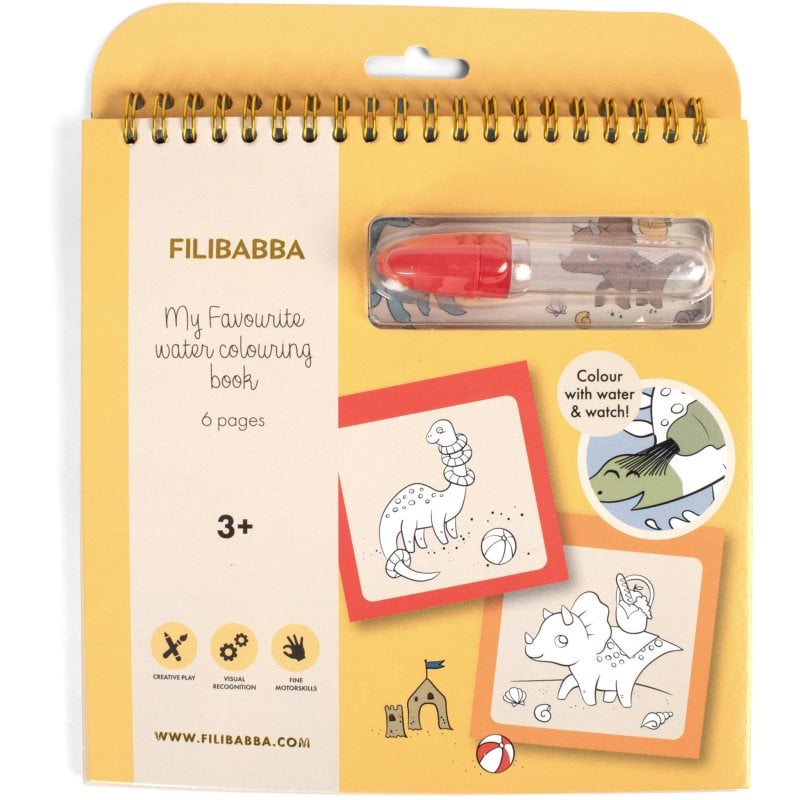 FILIBABBA My Favourite Water Colouring Book Dinos книжка за оцветяване 3y+