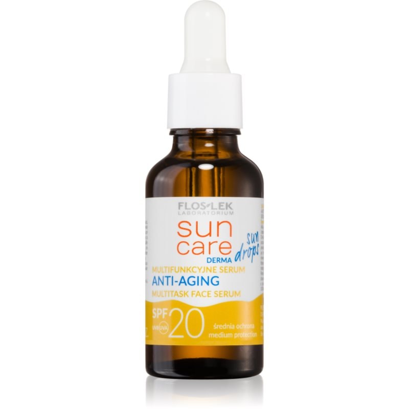FlosLek Laboratorium Sun Care Derma Sun Drops защитен серум с анти-бръчков ефект SPF 20 - Грижа за тяло - Сравни цени от 1 магазин с безплатна доставка