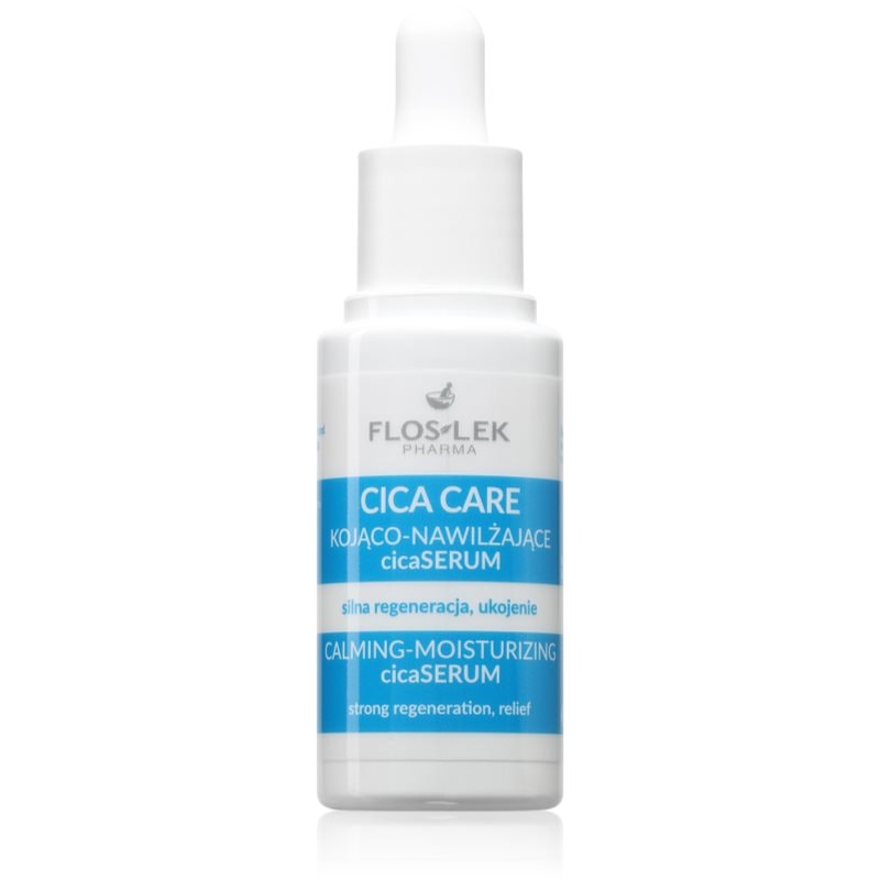 FlosLek Pharma Cica Care Calming-Moisturizing CicaSerum успокояващ серум за суха и раздразнена кожа - Грижа за лице - Сравни цени от 1 магазин с безплатна доставка