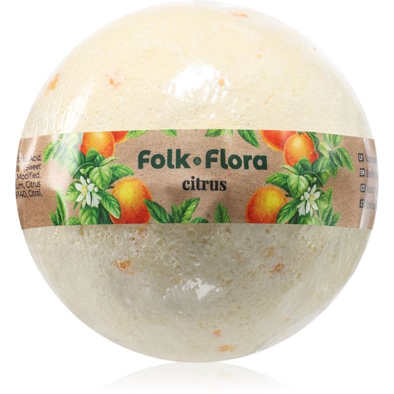 Folk & Flora Citrus бомбичка за вана с освежаващ ефект