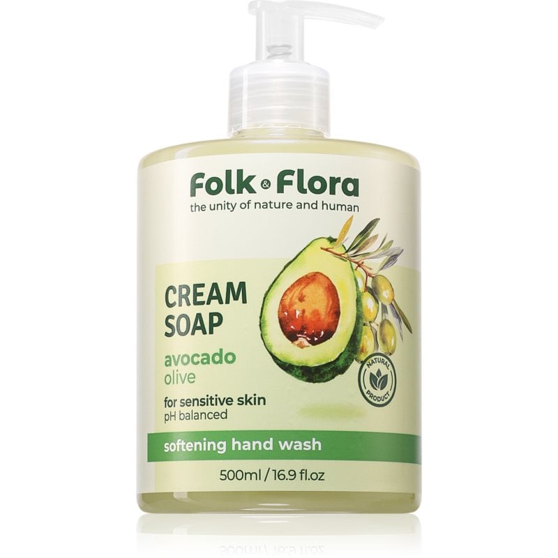 Folk & Flora Avocado & Olive течен сапун за чувствителна кожа
