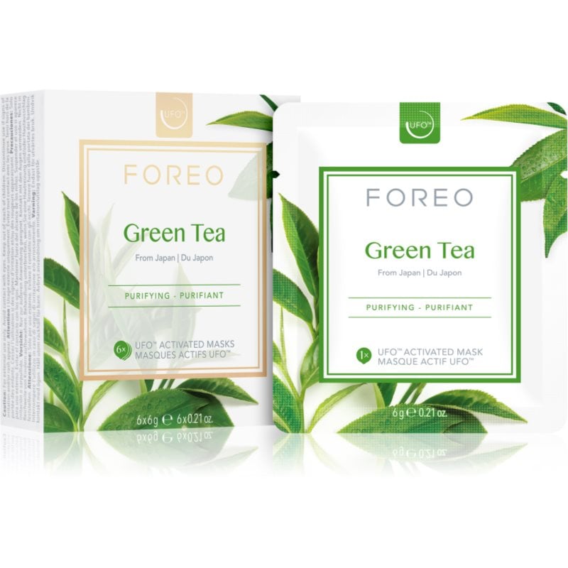 FOREO UFO™ Green Tea освежаваща и успокояваща маска 6 x 6 гр.