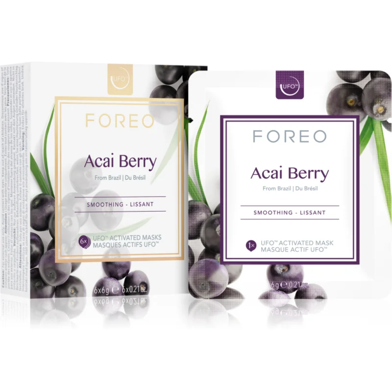 FOREO UFO™ Acai Berry изглаждаща маска 6 x 6 гр. - Грижа за лице - Сравни цени от 1 магазин с безплатна доставка
