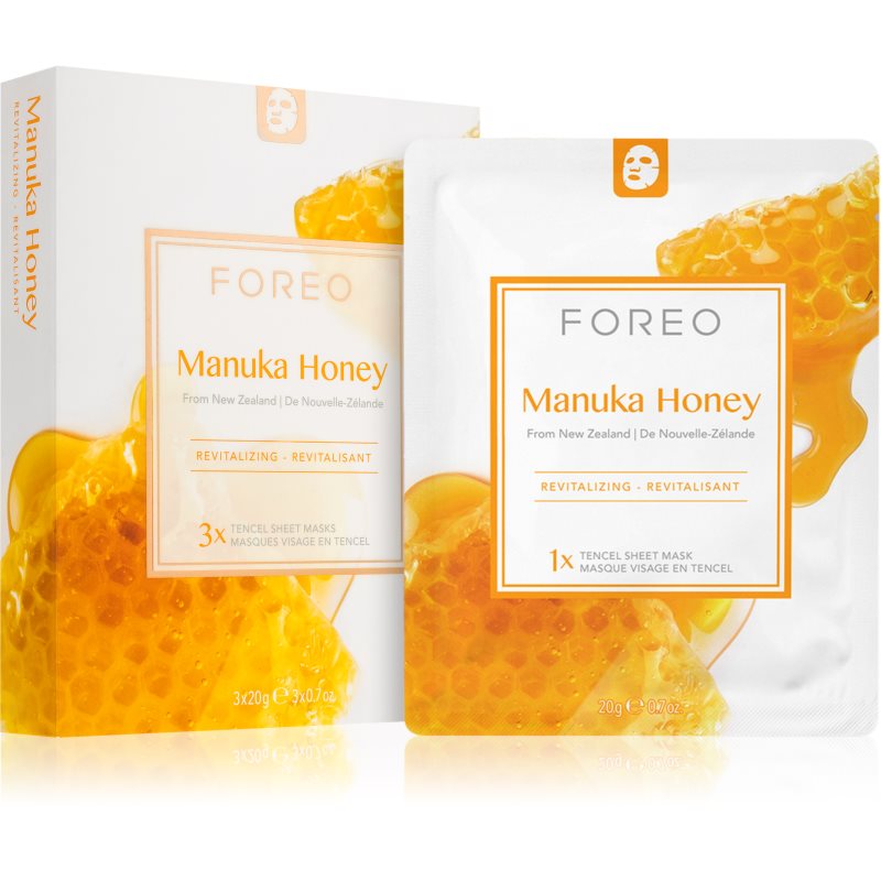 FOREO Farm to Face Sheet Mask Manuka Honey платнена маска с хидратиращ и ревитализиращ ефект 3x - Грижа за лице - Сравни цени от 1 магазин с безплатна доставка