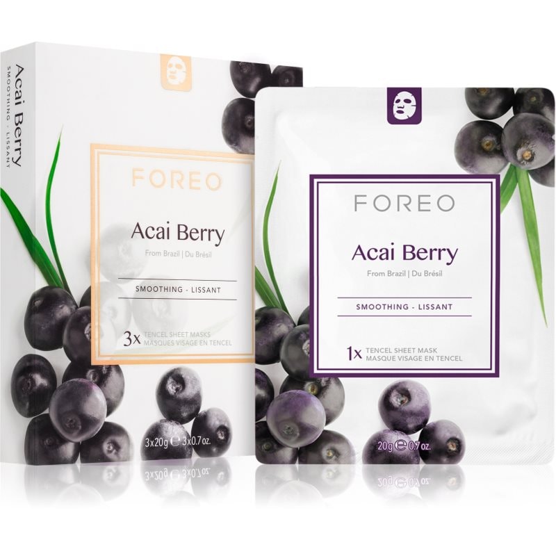 FOREO Farm to Face Sheet Mask Acai Berry антиоксидантна платнена маска 3x - Грижа за лице - Сравни цени от 1 магазин с безплатна доставка