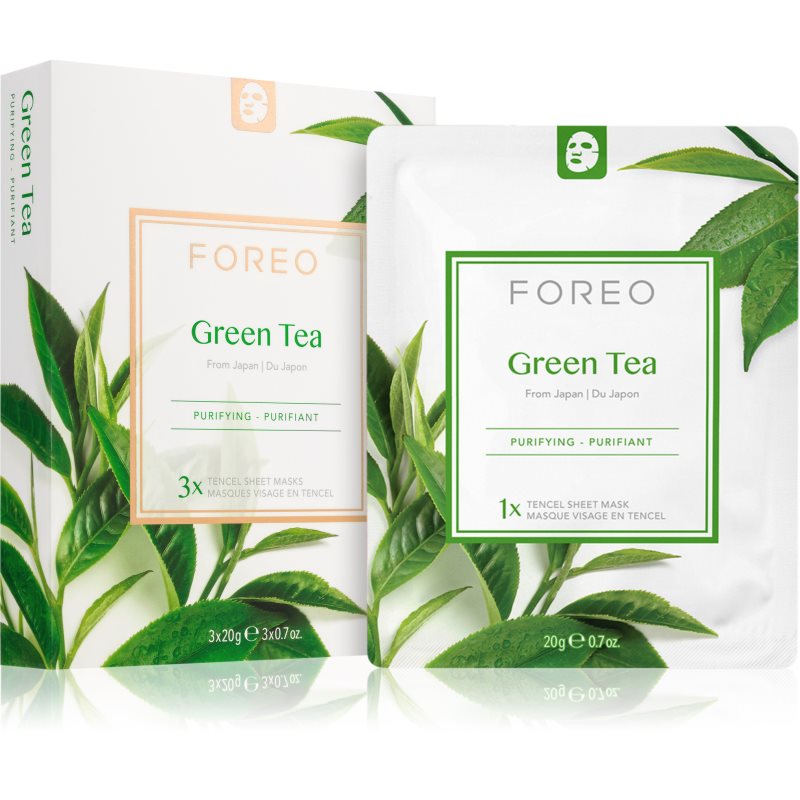 FOREO FOREO Farm to Face Sheet Mask Green Tea платнена маска с успокояващ ефект за смесена кожа - Унисекс парфюм 20мл - Сравни цени от 1 магазин с безплатна доставка