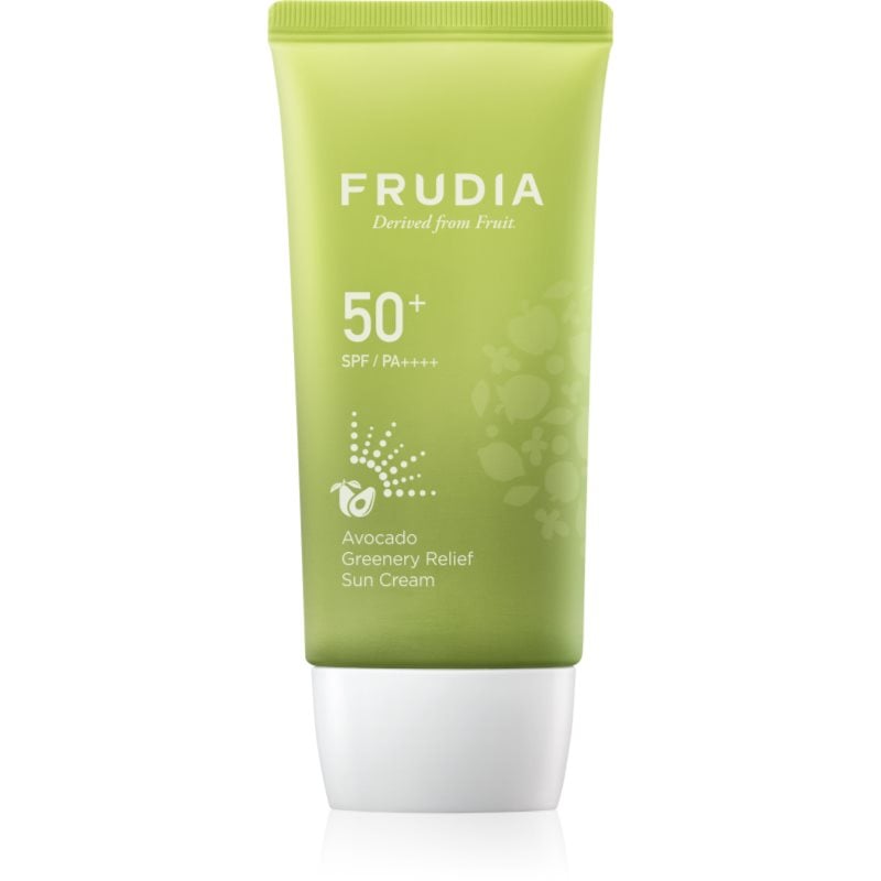 Frudia Sun Avocado Greenery Relief хидратиращ защитен крем за чувствителна кожа на лицето SPF 50+