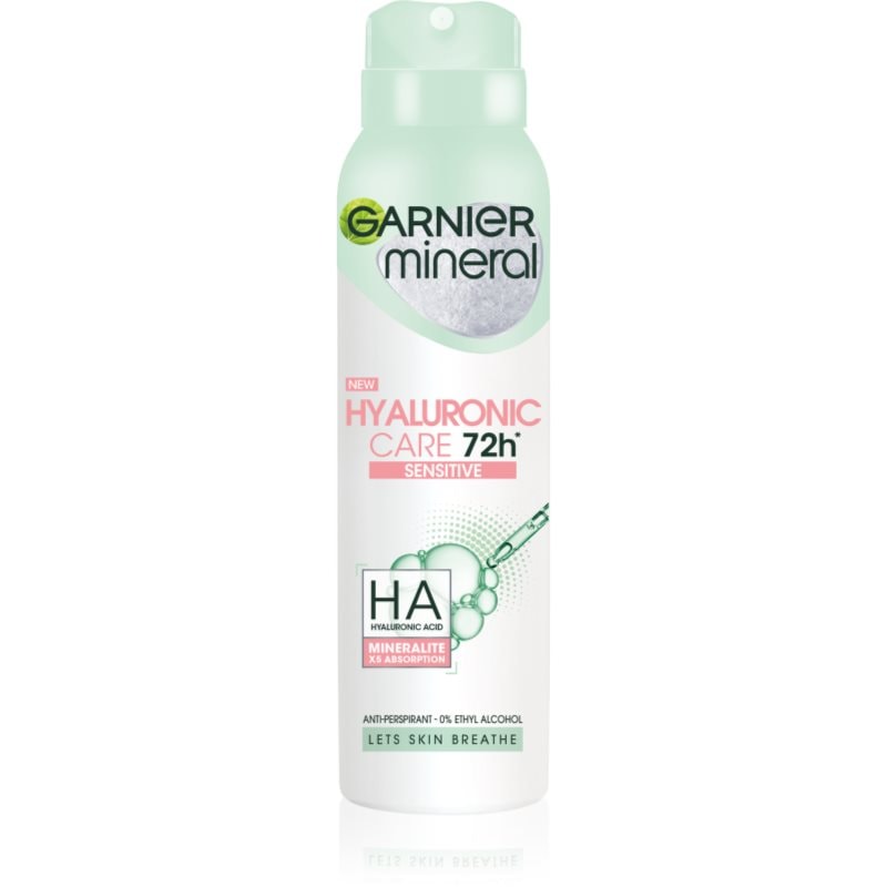 Garnier Mineral Hyaluronic Care антиперспирант-спрей за чувствителна кожа - Грижа за тяло - Сравни цени от 1 магазин с безплатна доставка