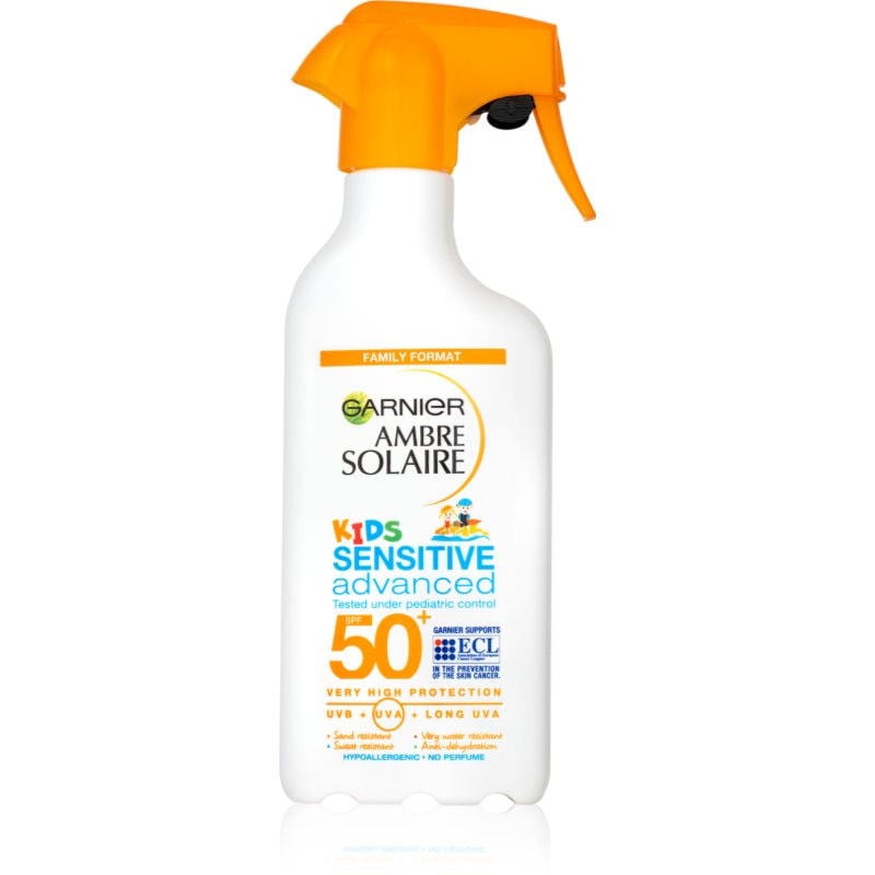 Garnier Ambre Solaire Sensitive Advanced защитен спрей за деца SPF 50+ - Грижа за тяло - Сравни цени от 1 магазин с безплатна доставка