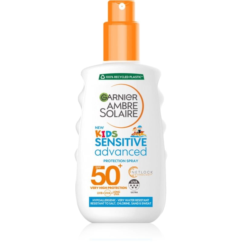 Garnier Ambre Solaire Advanced Sensitive Kids мляко за загар в спрей SPF 50+ - Грижа за тяло - Сравни цени от 1 магазин с безплатна доставка