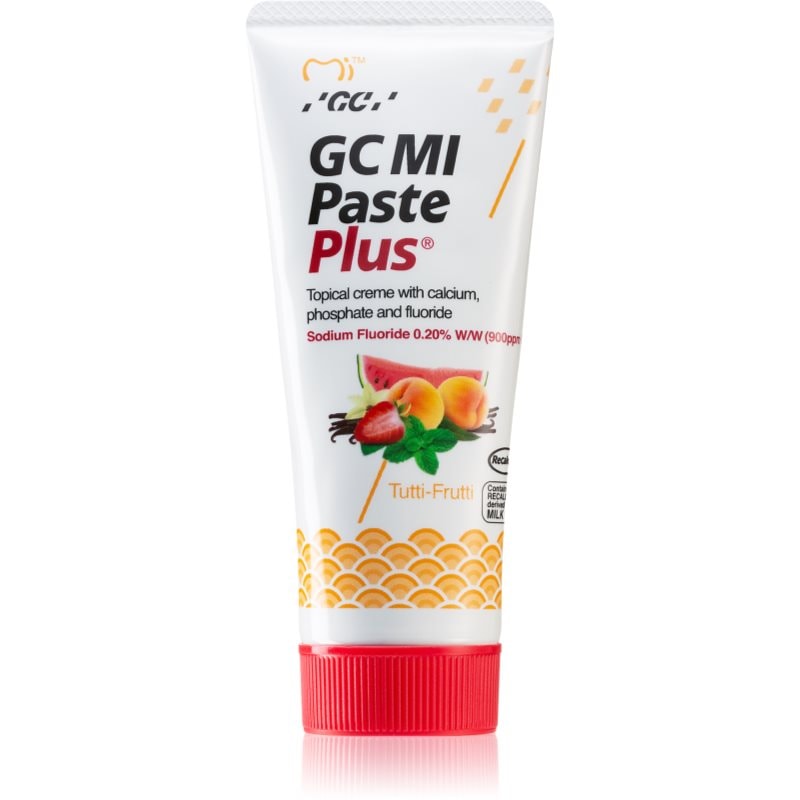 GC MI Paste Plus реминализиращ защитен крем за чувствителни зъби с флуорид вкус Tutti Frutti - Грижа за зъбите - Сравни цени от 1 магазин с безплатна доставка