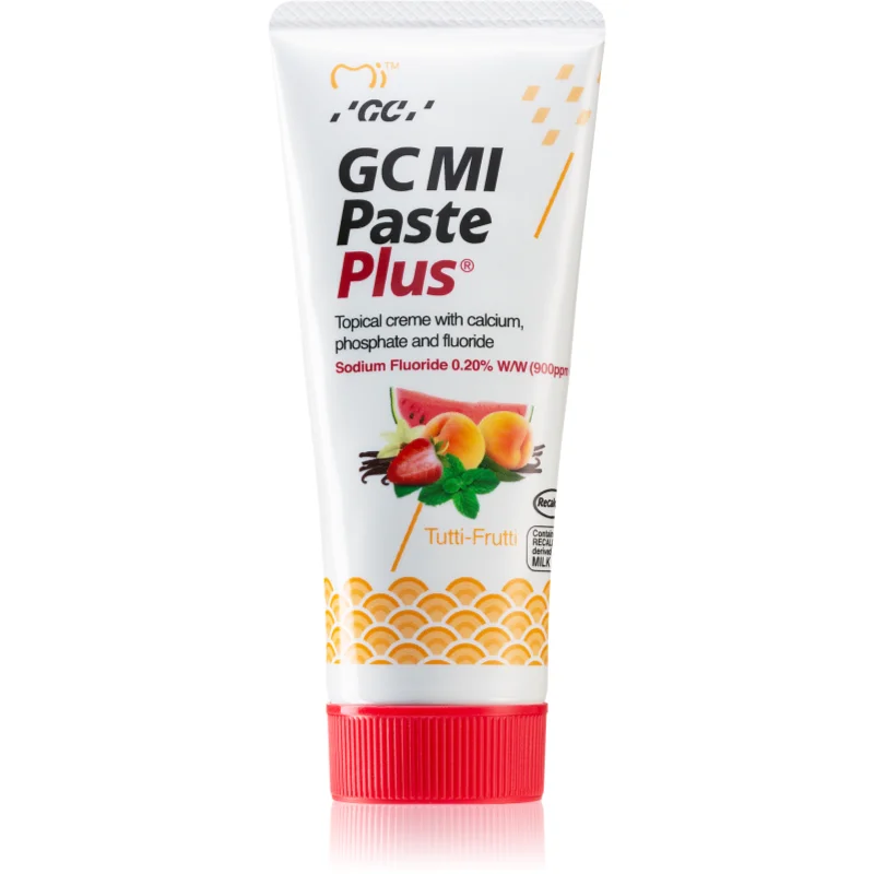 GC MI Paste Plus реминализиращ защитен крем за чувствителни зъби с флуорид вкус Tutti Frutti - Грижа за зъбите - Сравни цени от 1 магазин с безплатна доставка