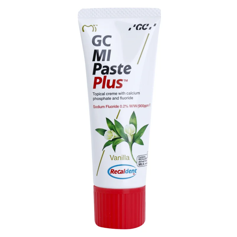 GC MI Paste Plus реминализиращ защитен крем за чувствителни зъби с флуорид вкус Vanilla