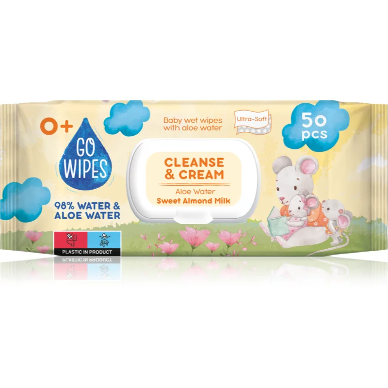 GoWipes Cleanse & Cream Sweet Almond Milk нежни мокри кърпички за бебета за чувствителна кожа алое вера 0+ - За деца - Сравни цени от 1 магазин с безплатна доставка