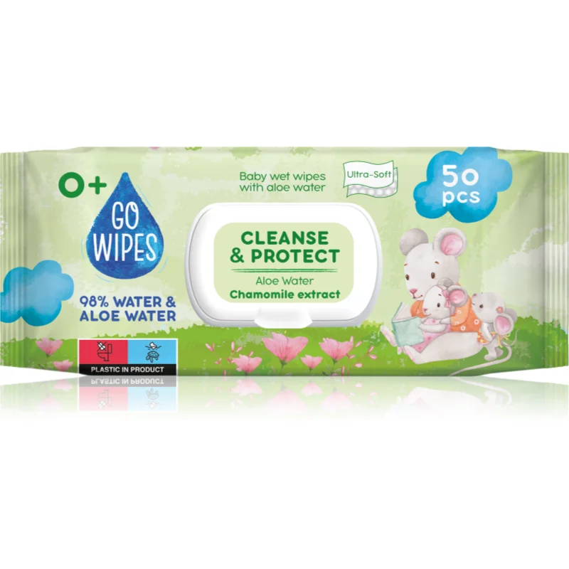 GoWipes Cleanse & Protect Chamomile extract нежни мокри кърпички за бебета с алое вера