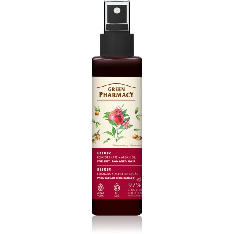 Green Pharmacy Argan Oil & Pomegranate Elixir еликсир без отмиване за увредена и крехка коса - Грижа за коса - Сравни цени от 1 магазин с безплатна доставка