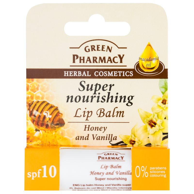 Green Pharmacy Honey Lip Balm подхранващ балсам за устни SPF 10 без силикони, парабени и оцветители - Грижа за лице - Сравни цени от 1 магазин с безплатна доставка