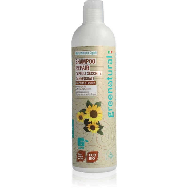 Greenatural Shampoo Repair регенериращ шампоан за суха и увредена коса с масло от шеа