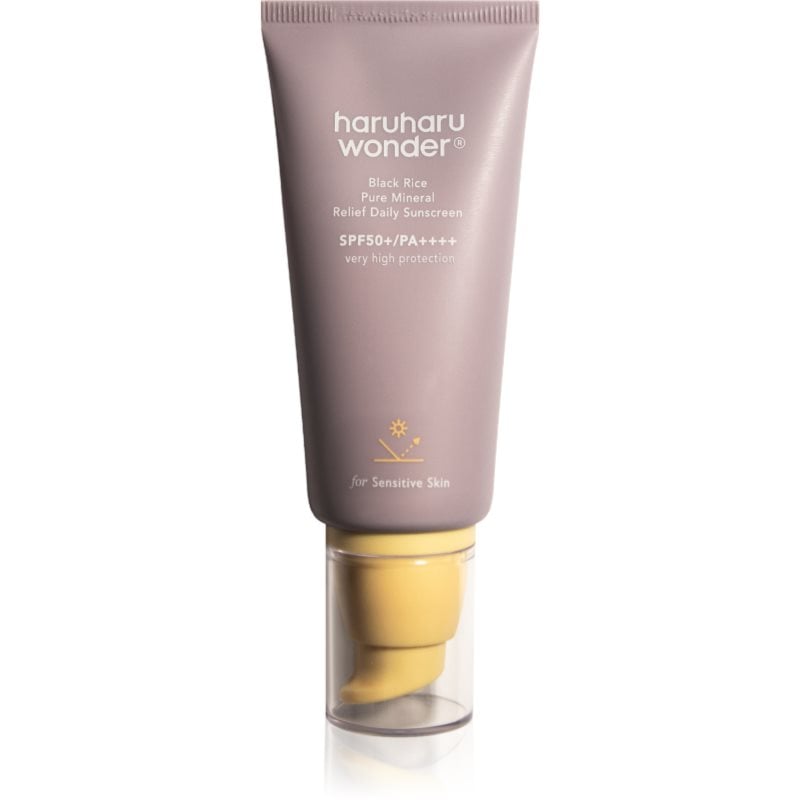 Haruharu Wonder Black Rice Pure Mineral Relief Daily Sunscreen успокояващ минерален защитен крем SPF 50+