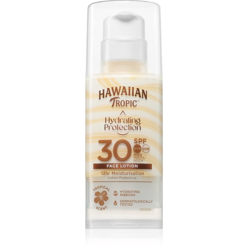Hawaiian Tropic Hawaiian Tropic Hydrating Protection Face Lotion слънцезащитен крем за лице SPF 30 - Унисекс парфюм 50мл - Сравни цени от 1 магазин с безплатна доставка