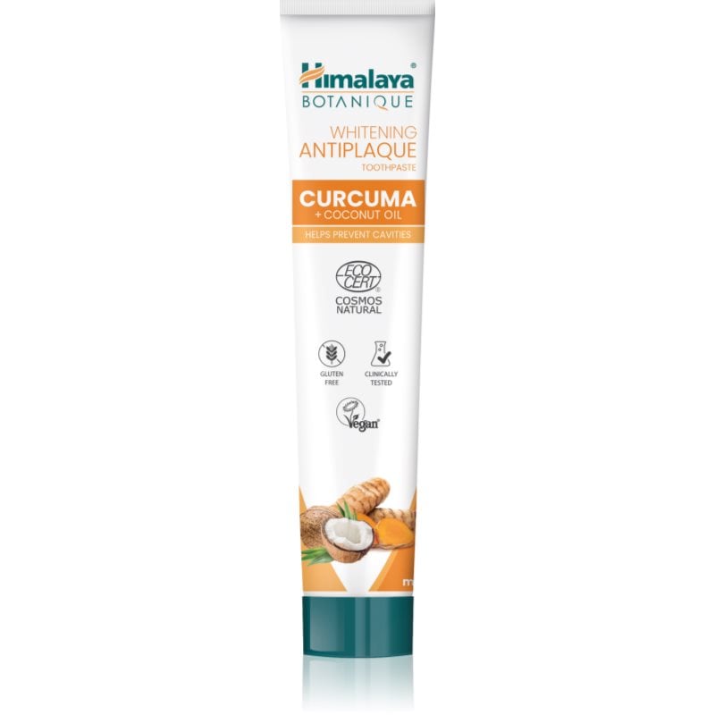 Himalaya Herbals Whitening Antiplaque Curcuma & Coconut Oil паста за зъби против зъбна плака и за здрави венци