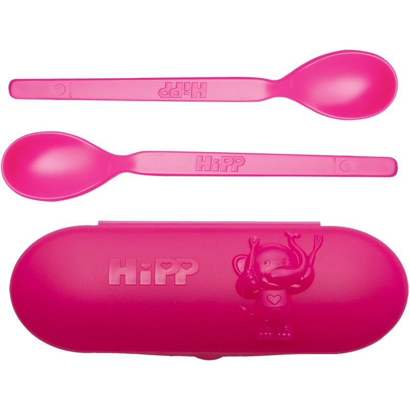 Hipp Spoons Set сет за хранене на път Pink