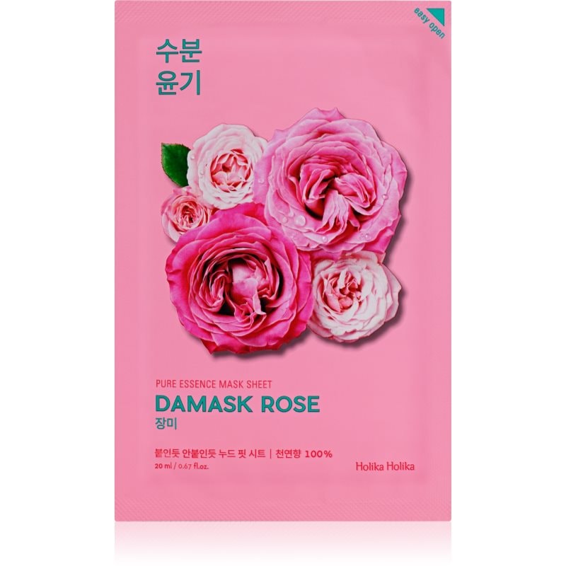 Holika Holika Pure Essence Damask Rose платнена маска с хидратиращ и ревитализиращ ефект - Грижа за лице - Сравни цени от 1 магазин с безплатна доставка