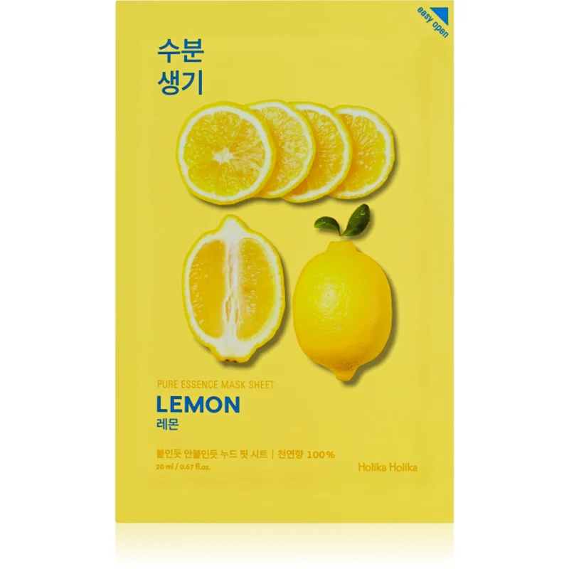 Holika Holika Pure Essence Lemon платнена маска с омекотяващ и освежаващ ефект с витамин С