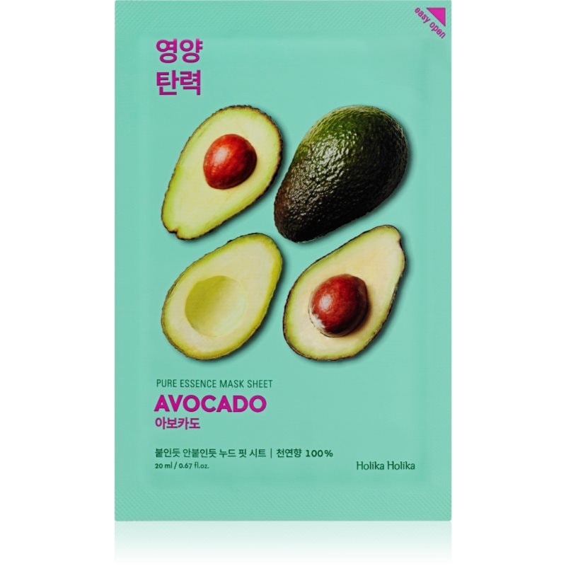 Holika Holika Pure Essence Avocado успокояваща платнена маска - Грижа за лице - Сравни цени от 1 магазин с безплатна доставка