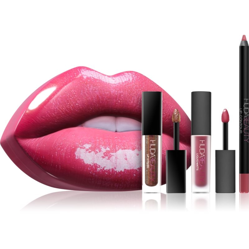 Huda Beauty Contour & Strobe Lip Set подаръчен комплект цвят Trophy Wife & Shameless - Комплект - Сравни цени от 1 магазин с безплатна доставка