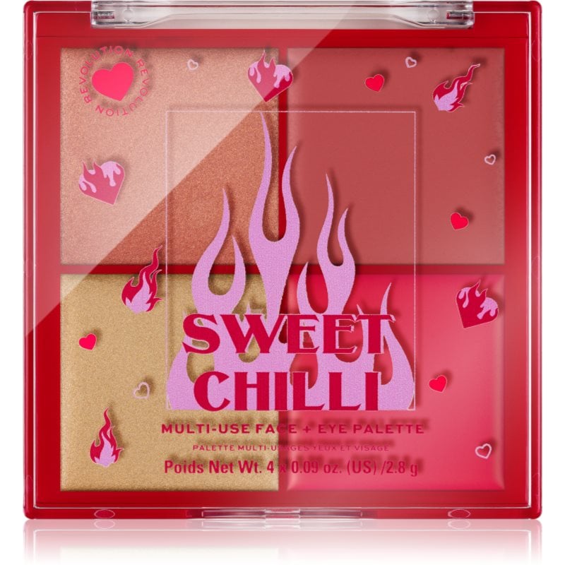 I Heart Revolution Sweet Chilli Blush & Highlight Quad палитра с хайлайтъри и ружове