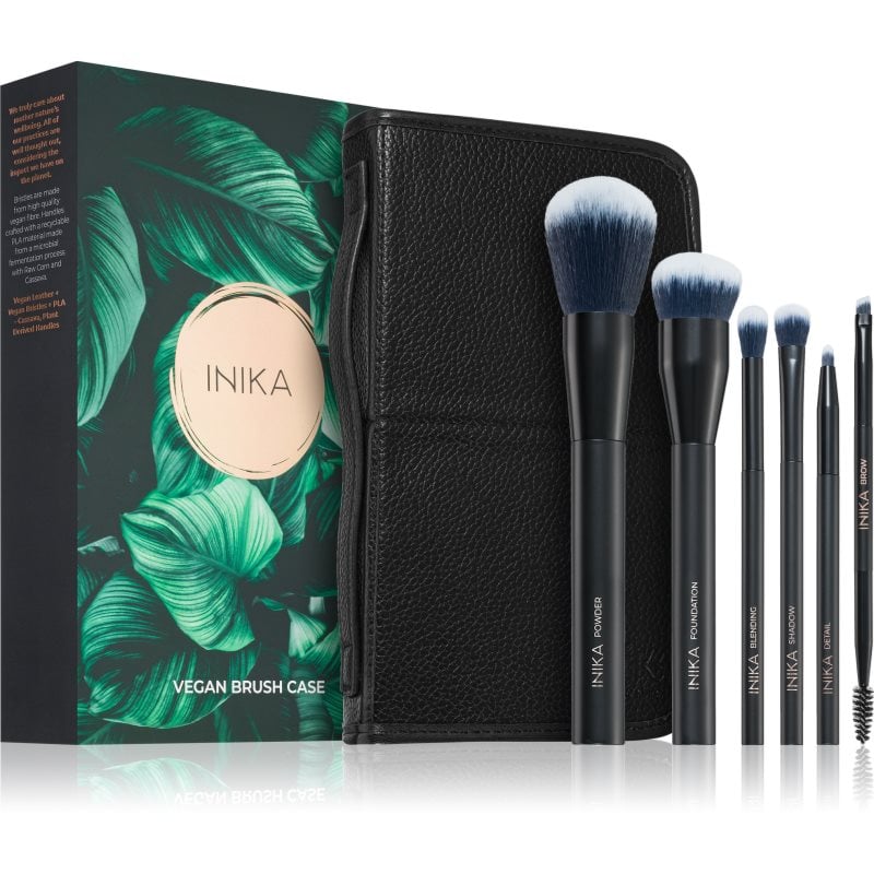 INIKA Organic Brush Case With Brushes комплкет четки с калъф