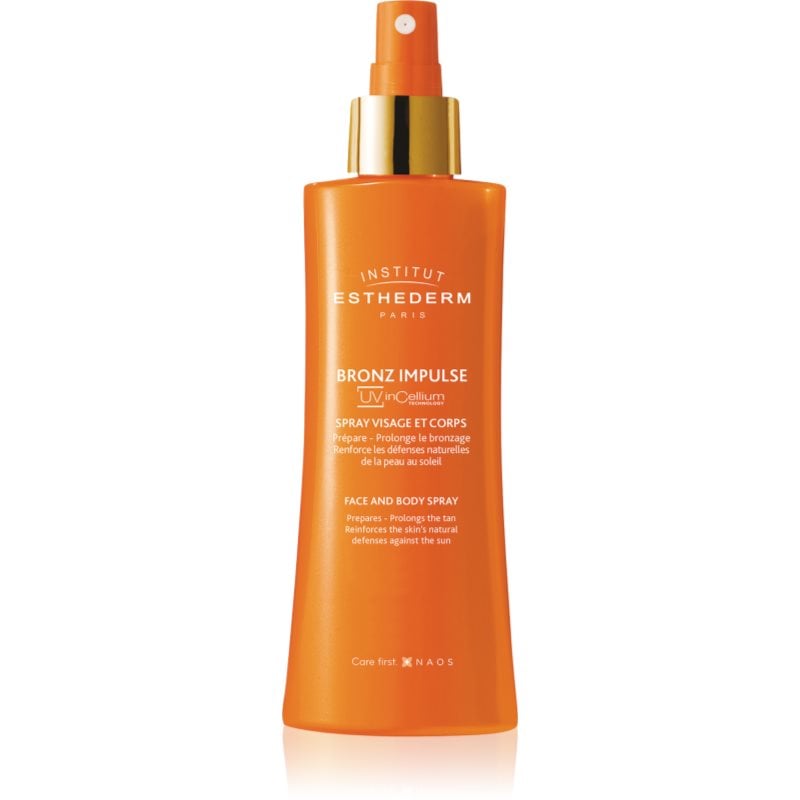 Institut Esthederm Bronz Impulse Face and Body Spray емулсия в спрей за лице и тяло за по-бързо и лесно потъмняване