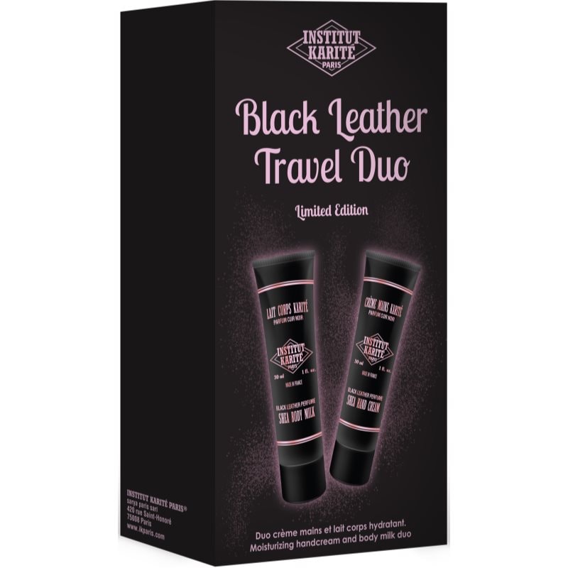 Institut Karité Paris Black Leather Travel Duo комплект за пътуване за ръце и тяло - Комплект - Сравни цени от 1 магазин с безплатна доставка