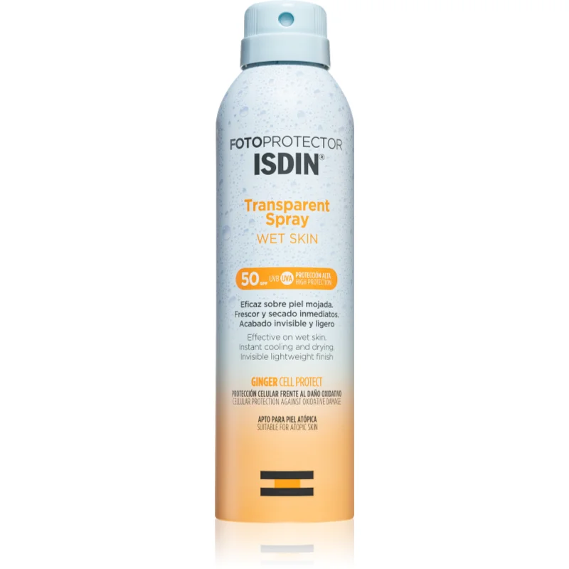 ISDIN Transparent Spray Wet Skin слънцезащитен спрей SPF 50 - Грижа за тяло - Сравни цени от 1 магазин с безплатна доставка