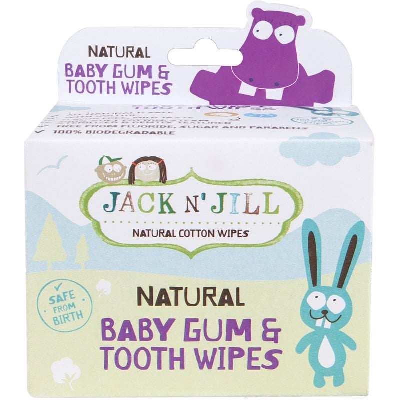 Jack N’ Jill Natural мокри кърпички за защита на зъбите и венците