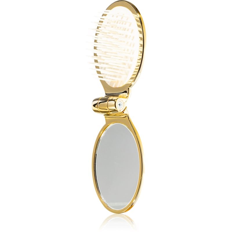 Janeke Gold Line Golden Folding Hair-Brush with Mirror гребен за коса с малко огледало 9,5 x